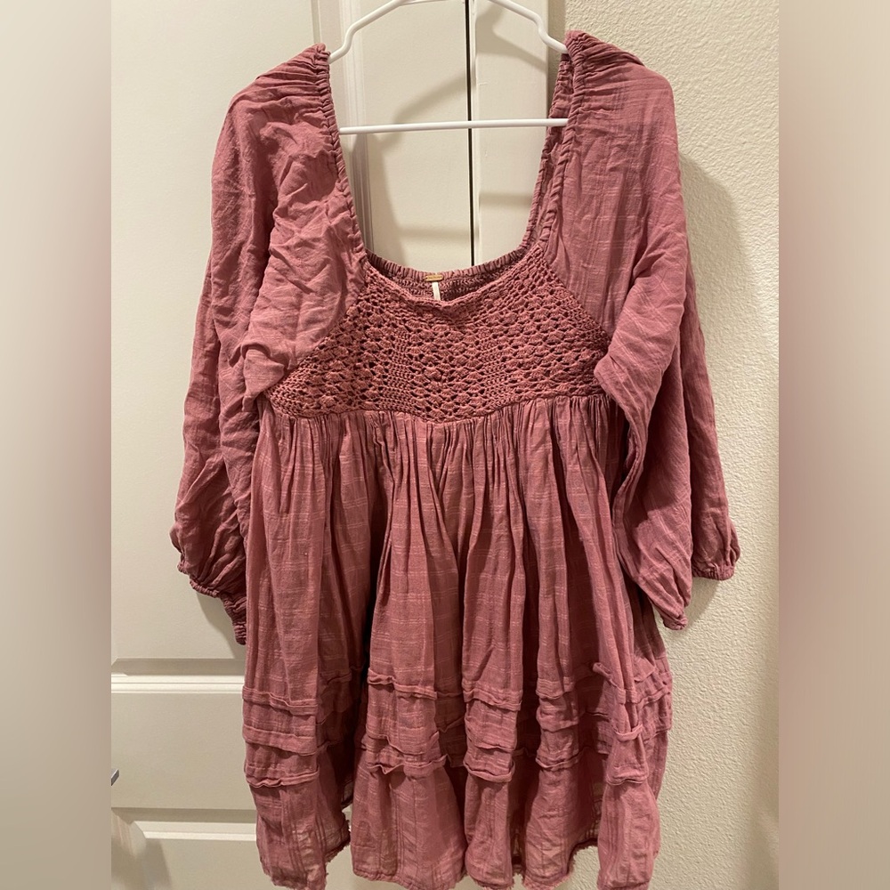 Free People Purple Crochet Tunic Dress